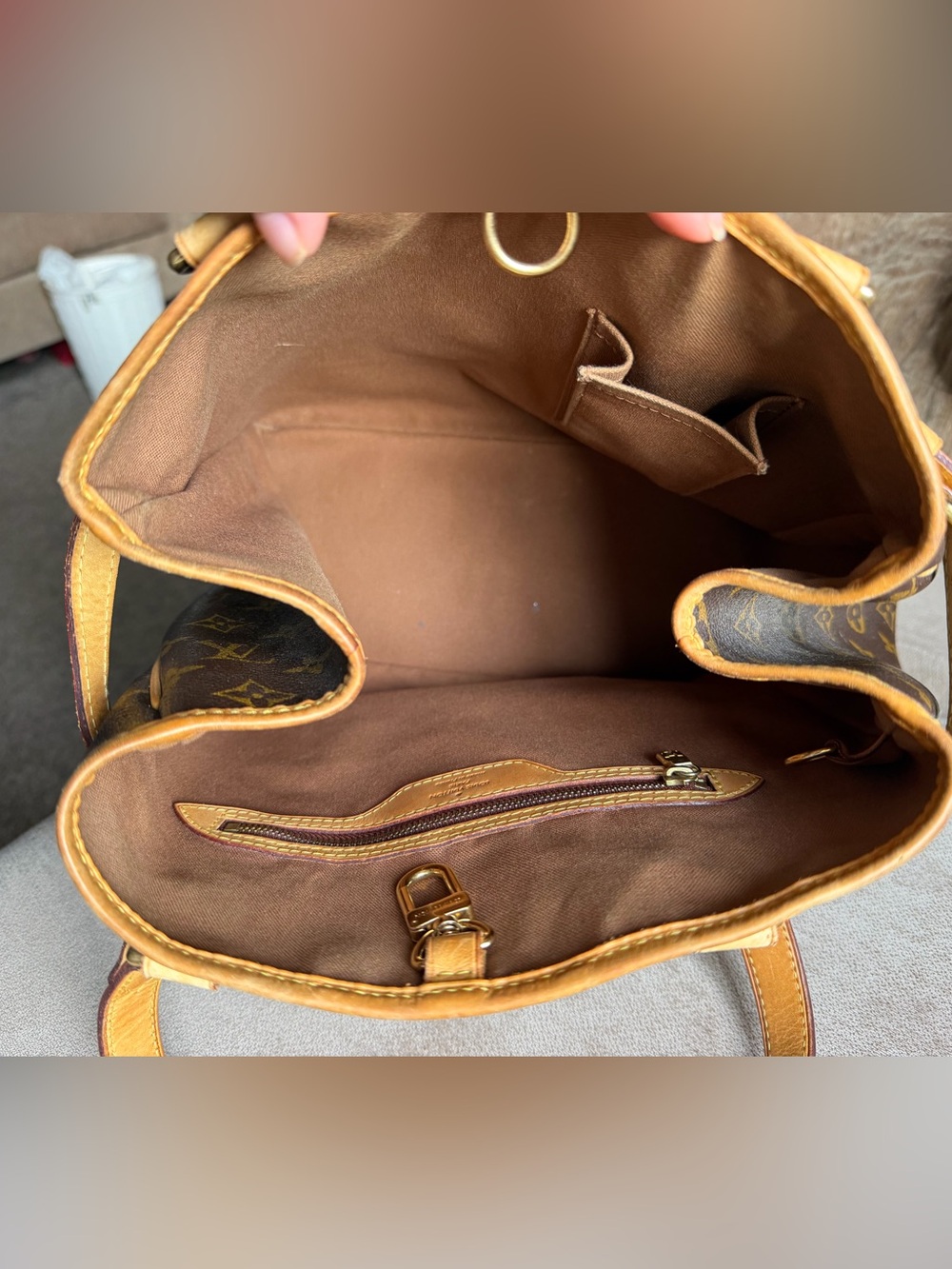 Louis Vuitton Monogram Canvas Shoulder Tote with Tan Trim - Picture 9 of 11